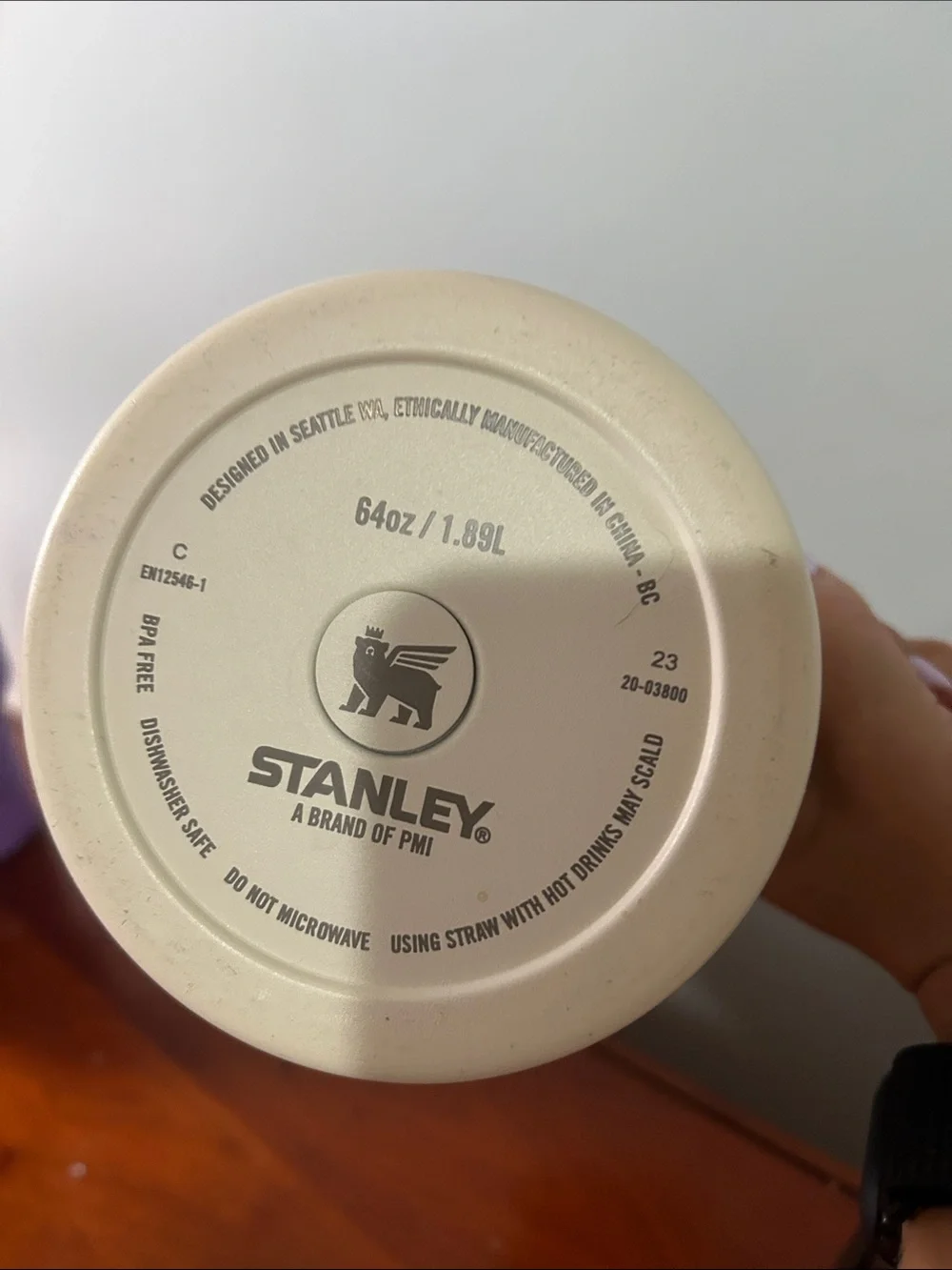 1/2 Gallon Stanley Cream Insulated Travel Mug with Handle and Straw Lid - Picture 3 of 5